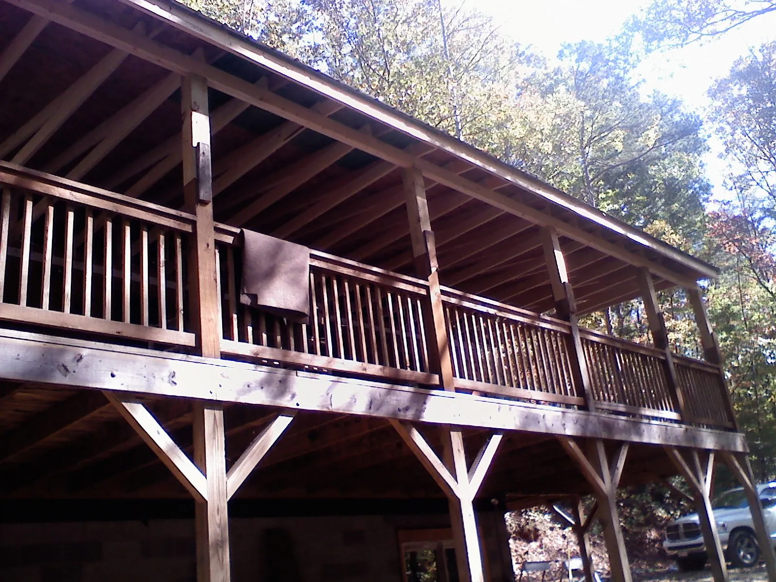 Timber framing under a new elevated porch and deck — Roof Leak Repair in Reynoldsburg by Roofing Brothers